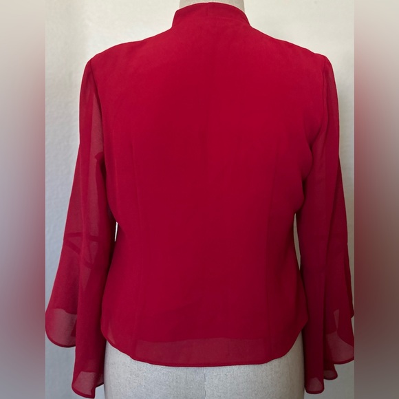 Chic Red Button-Up Blouse - Picture 8 of 13